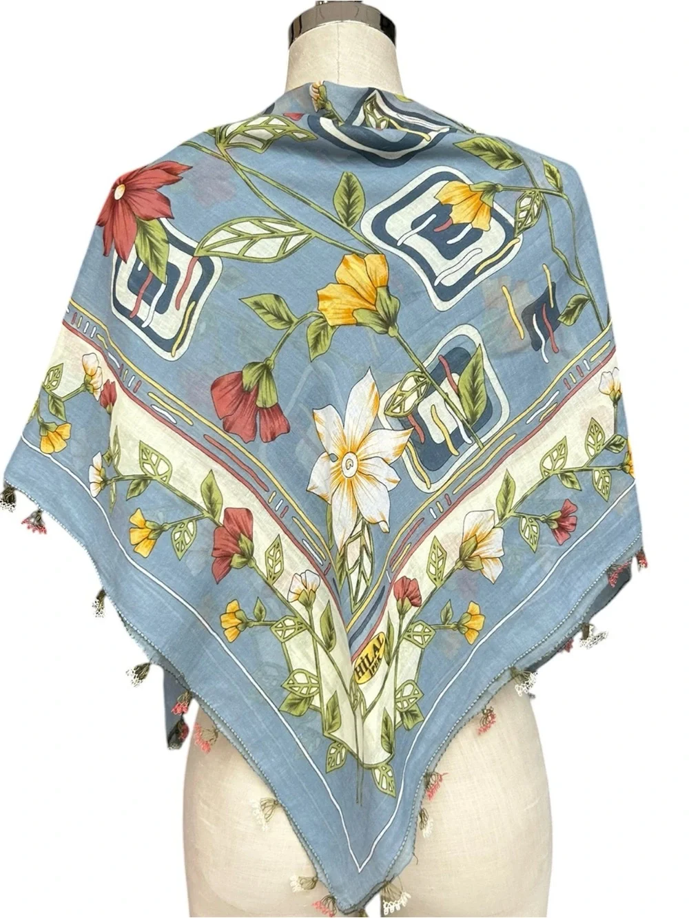 Hürrem Sultan Turkish Floral Head Scarf Oya Lace Trim Cotton Blend 37x36